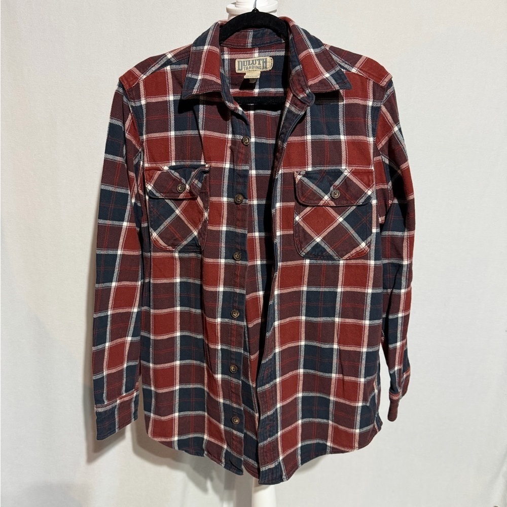 Duluth Trading Co Red and Black Plaid Shirt Size Medium